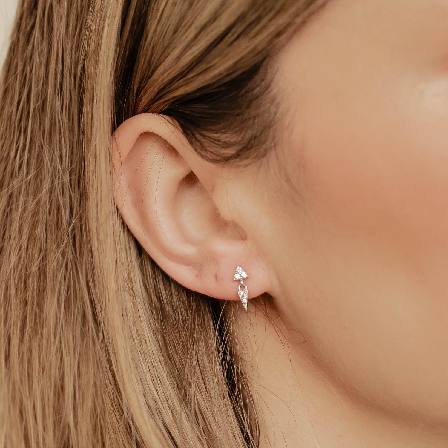 Boucles d’Oreille Trinity et Pointe Sterling Argent